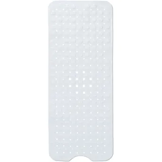 Relaxdays Badewannenmatte, extra große Badewanneneinlage, Saugnäpfe, Massage, Antirutsch Wannenmatte, Bambus, weiß, 100x40cm