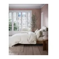 M&S X Fired Earth Washed Cotton Extra Deep Fitted Sheet - Dover Cliffs, Dover Cliffs - Super King Size (6 ft)