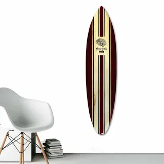 Zinello Design – Surfbrett Wanddeko „Good Vibes“ aus Mangoholz 100×25 cm – handgefertigt in Bali – Boho/Maritim/Vintage Holz Deko fürs Wohnzimmer & Schlafzimmer – inkl. Aufhängung