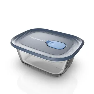 Tupperware VoilaTM Glas-Vorratsdose Rechteckig, klein 650 ml - Dunkelgrau, Blau