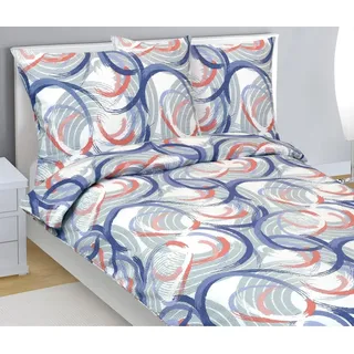 Kreppleinen - Blau,rosa,grau - 140x200, 70x90 - Blau, Rosa, Grau