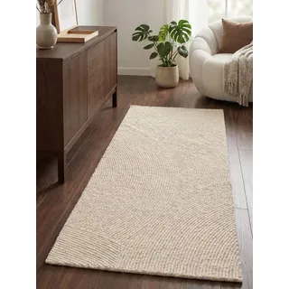 HANSE HOME Calmio Wollteppich 80 x 200 cm Beige/Weiß