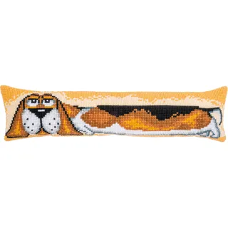 Vervaco Kreuzstich Stickpackungen Dekorative Zugluftstopper Vorgedruckt Kissen Hund DIY Set Kreativ Set Für Erwachsene ca. 80 x 20 cm Bastelset Handwerker Haus Dekoration