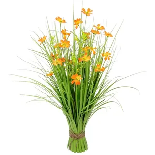 I.GE.A. Kunstgras »Mit Cosmeablüten« Grasbusch, künstlich, Dekogras orange