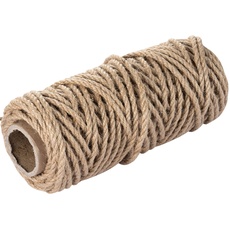 Jute-Schnur 4 mm dick, 30 m, strapazierfähiges, starkes Sackleinen-Juteseil, Naturbraun, Garten-Sisalseil für Dekoration, Garten, Basteln und Bündeln von Paketen, Geschenk