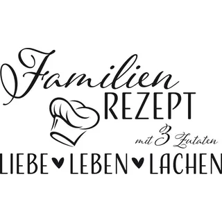 GRAZDesign Wandtattoo Wohnzimmer Familie Familienrezept mit 3 Zutaten, Lustig Sprüche Flur, Küche, Wandaufkleber selbstklebend, Wandsticker modern, 53x30cm, 070 schwarz