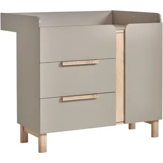 Jimmylee Wickelkommode , Taupe, Sonoma Eiche , Holz , Eiche , 1 Fächer , 3 Schubladen , 110x94x102 cm , DIN EN ISO 9001 , Babymöbel & Kindermöbel, Babyzimmer, Wickelkommoden & Zubehör, Wickelkommoden