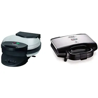 Tefal Herzwaffeleisen WM310D | Waffelmaker für Waffeln in Herzform | 1000W & Ultracompact Sandwichmaker SM1552 [für dreieckige Sandwichtoasts; antihaftbeschichtete Platten; 700W Sandwich-Grill]