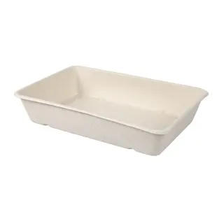 NATURESTAR Einwegschale Classico, rechteckig, Einwegschale aus Zuckerrohr mit hoher Wasserresistenz, 1 Packung = 40 Stück, natur, 1200 ml
