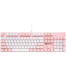 Qisan Mechanische Gaming-Tastatur, kabelgebundene Tastatur Led Hintergrundbeleuchtung Rosa und Weiß 104Tasten Amerikanisches Layout Gaming-Tastatur mit Abnehmbarer,Braun Schalter