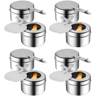 TOOSOAR 8 Stück Brennpastenbehälter, Rostfreier Stahl Brennbehälter Brennpaste, Gerader TypWarmhaltebehälter für Brennpaste, Buffet Zubehör -Spiritusbrenner für Hotpot, Drypot, Gegrillten Fisch