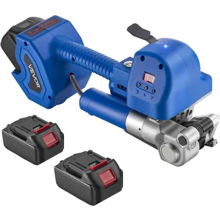 Vevor Umreifungsgerät, 2 x 4000 mAh Akku, Umreifungsmaschine mit Digitalanzeige für 10–19 mm breite PET-Bänder, Bandverpackungsmaschine für ideal für Fabriken, Lagerhallen, & Logistikzentren