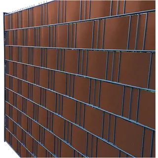 NOOR Zaunblende PVC Easy 0,19 x 2,55m I Nussbaum-braune Sichtschutzstreifen I Leicht einzuflechten in Doppelstabgitterzäune I Sichtschutz