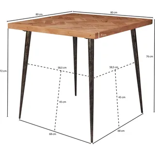 Wohnling Esszimmertisch 80 x 80 x 80 cm braun