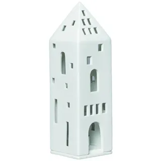 räder Windlicht Turm Porzellan Weiß