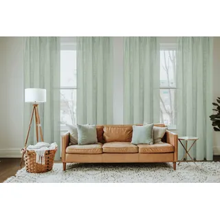 HOMEbasics Vorhang HOME BASICS "SOFTY" Gr. 3, grün, B:140cm H:245cm, Polyester, Gardinen, Vorhang, Ösenschal SOFTY Uni
