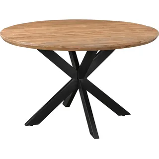 Livingfurn – Esstisch Jesper Rund 130 cm – Mangoholz / beschichteter Stahl - Hellbraun