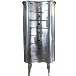 Casa Padrino Barock Kommode Silber mit 7 Schubladen Oval - Antik Stil - Barock Möbel - Silber