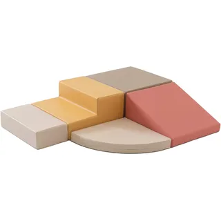 IGLU SET 6 Corner Climber - Pink/Beige/Grau/Honigfarben - Bunte Schaumstoff-Klettermodule/Bausteine für Kinder - Beige, Rosa