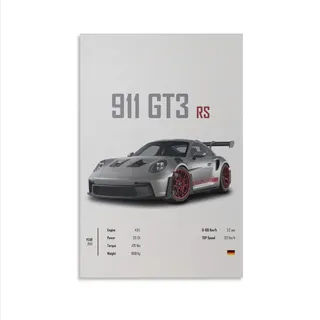 Dujoi Auto-Poster 911 GT3RS, Rennwagen-Wandkunst, Vintage-Auto-Poster für Männer, Auto-Kunstdrucke, 911 Leinwand, gerahmt, ungerahmt, 30 x 45 cm