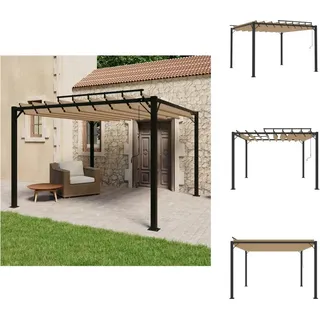 vidaXL Pavillon mit Lamellendach 3x3 m Taupe Stoff und Aluminium - Pavillons & Partyzelte - Taupe