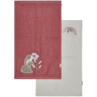 Sterntaler Kinderhandtuch 2er Pack Hase Hanni – 50x30cm - Handtücher Set aus saugfähiger Baumwolle, weich & hautfreundlich – Mädchen Handtücher mit schönen Webkanten und süßer Applikation, perlrosa