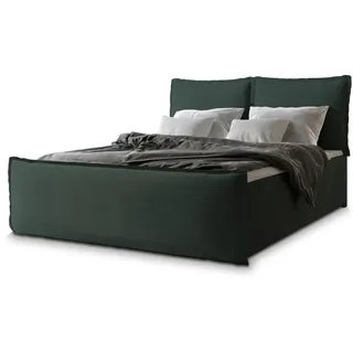 Masseno Boxbett Monta 140x200 cm mit Matratze und Topper - Grün , Holz , H2 + H3 , 140x200 cm , Schlafzimmer, Betten, Boxspringbetten