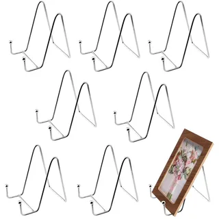 NAMYEUT 8 Stück Metall Tellerständer Silber, 4 Zoll Eisen Staffelei Display Ständer Plattenhalter, Metall Tellerhalter Ständer für Foto, Kunst, Teller, Bücher, Rahmenhalter und Tabletop Art