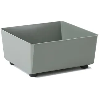 Quadratischer Pflanzkasten mit eleganten Füßen – Grüner Blumenkübel aus robustem Kunststoff 28,5 x 28,5 cm, 7,5L – Wetterfest & Pflegeleicht - für Innen & Außen, Graugrün