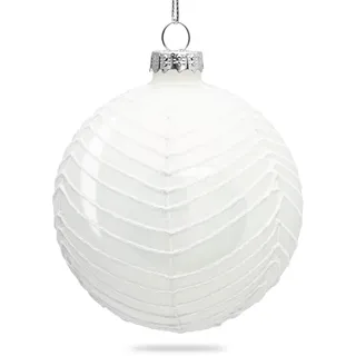 SIKORA Highlights 4er Set ausgefallene Christbaumkugeln besondere Weihnachtskugel Christbaumschmuck aus Glas Weiss 8cm, Farbe | Modell:Modell New York Weiss, Höhe in cm:8 cm