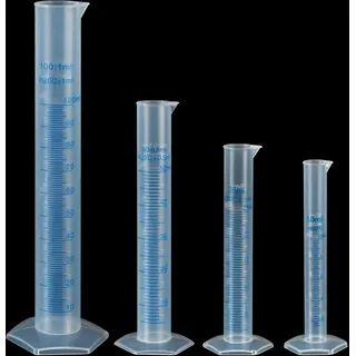 4 Stück 10ml 25ml 50ml 100ml Messzylinder Messbecher aus Kunststoff Laborzylinder Standzylinder - Zylinder Klar