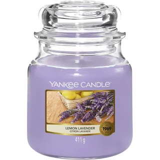 Yankee Candle Duftkerze im Glas (mittelgroß) | Lemon Lavender | Brenndauer bis zu 75 Stunden