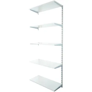 Biedrax Wandregal - Anbauregal 50 x 40 x 200 cm, Farbe silber - 5 Fachboden grau