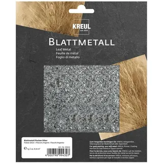 KREUL 99432 - Fein geflocktes Blattmetall für hochglänzende, metallische Effekte, 1 g, ca. 0,33 m2, silber, zum Veredeln von Holz, Glas, Kartonage, Porzellan und vielem mehr