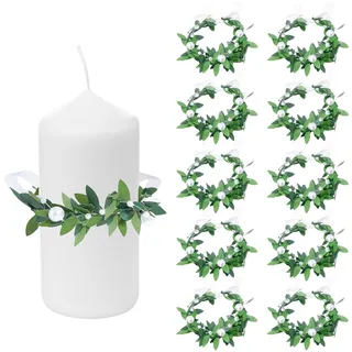 BDHYYM 10 Stück Tropfschutz Kommunionkerze Tropfenfänger Kommunionkerze Kerzenkranz Kränze Kerzenringe 4-5 cm Durchmesser Dekokränze Dekorative Kerzenkränze für Kommunion Taufe Hochzeiten Taufkerzen