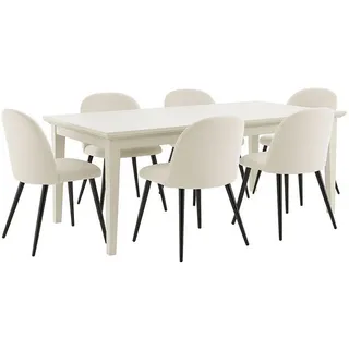 ebuy24 Essgruppe 7-Tlg. Venedig Weiß , Textil , 95x76x276 cm , Esszimmer, Bänke, Tischgruppen & Eckbankgruppen