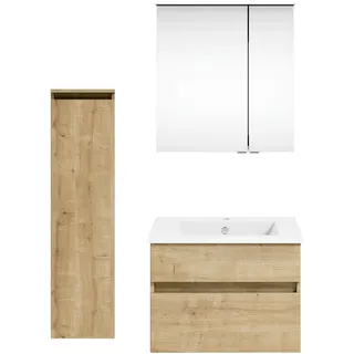 Puris Badezimmer , Eichefarben , Holzwerkstoff , 2 Schubladen , 92.2 cm , Goldenes M, Made in Germany, Dgm , hängend , Badezimmer, Badmöbelsets & Badmöbelserien, Badmöbel-Sets
