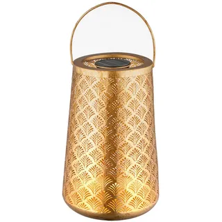 Ambia Garden Solarleuchte , Goldfarben , Metall, Kunststoff , rund , 42 cm , RoHS, Ce , mit Schalter, Timerfunktion, tragbar, Ladeanzeige , Lampen & Leuchten, Außenbeleuchtung, Solarleuchten