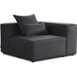 HOME DELUXE - Ecksofa Rechts VERONA - Anthrazit, ca. 120 x 70 x 120 cm, Sitzhöhe: 46 cm, Sitztiefe: 80 cm I Modulares Sofa Modulsofa Ecksofa Wohnlandschaft - Grau