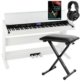 FunKey DP-88 II Digitalpiano Set (88 anschlagsdynamische Tasten, 360 Sounds, 160 Styles, MP3-Player, inkl. Keyboardbank, Kopfhörer und Klavierschule)