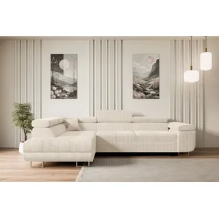 altdecor Ecksofa mit Schlaffunktion und Bettkasten GUSA-L 272x202x107 cm Beige Cord
