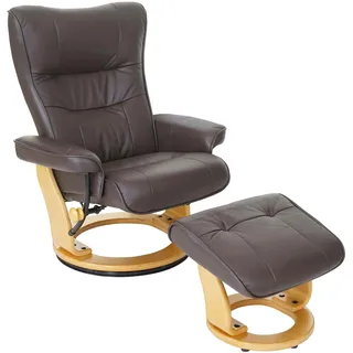Robas Lund MCA Relaxsessel Montreal, Fernsehsessel Hocker, Echtleder 130kg belastbar ~ braun, naturbraun
