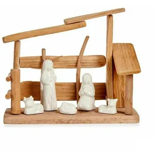 krist+ Weihnachtskrippe Weiß natürlich Holz Keramik 10 x 21 x 25 cm (2 Stück)