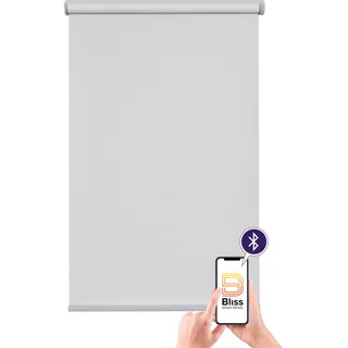 sunlines Elektrisches Rollo »Las Vegas« verdunkelnd Verdunkelung mit Bohren freihängend appgesteuert via Bluetooth, mit Motor und Akku, silberner Fallstab, grau