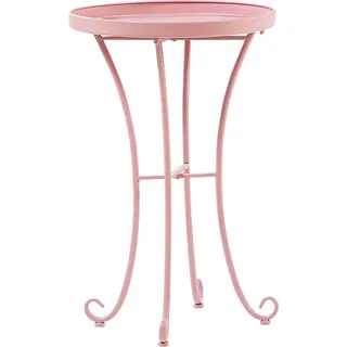 BELIANI Balkontisch Rosa Eisen Rund  40 cm Französisch Romantisch Verschnörkelt Vintage Stil Garten Outdoor Terrasse Ausstattung Möbel - Rosa