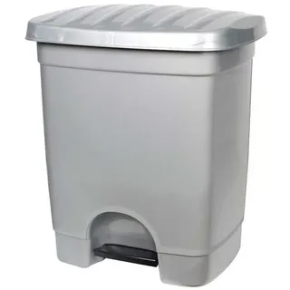 DRW Silbergrauer Treteimer, 25 Liter, 34 x 30 x 41 cm