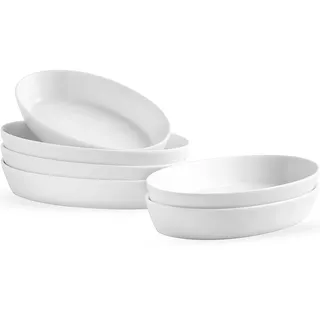 UIBFCWN Keramik Auflaufform 6er Set, 19 x11,5 x 3,5cm, 340ML Kleine Backform, Mini Auflaufformen für Heißluftfritteuse, Backofen, Mikrowellenherd, Ideal für Lasagne Tiramisu & Auflauf