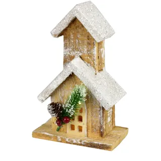 Kirche mit LED-Beleuchtung 19 cm - Weiß