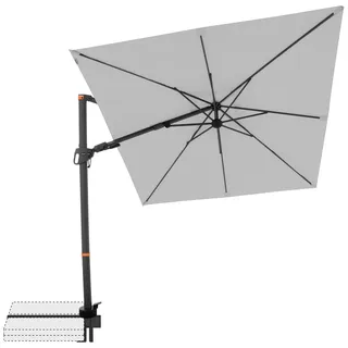 Doppler Ampelschirm , Hellgrau , Metall, Textil , 210x210 cm , 360° drehbar, höhenverstellbar, stabile Strebegelenke, UV-beständig, wetterbeständig , Sonnenschutz, Sonnenschirme