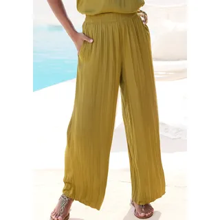Palazzohose LASCANA "mit weiten, plissierten Hosenbeinen", Damen, Gr. 34, N-Gr, grün, Web, Obermaterial: 100% Polyester, unifarben, figurumspielend knöchellang, Hosen Palazzohose, mit Plisseefalten, leichte Satinqualität, luftige Sommerhose, elegant, Topseller